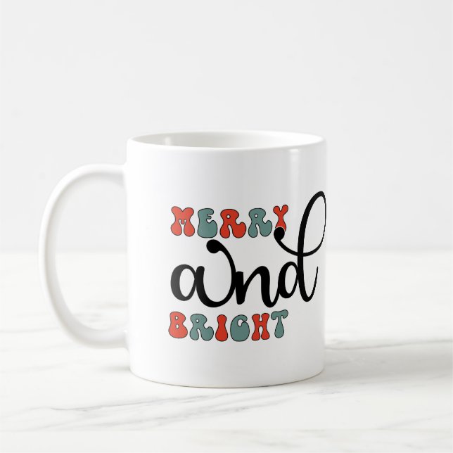 Taza De Café Navidad Alegre y Brillante (Izquierda)