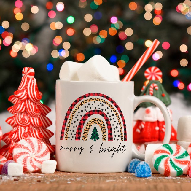 Taza De Café Navidad Alegre y Brillante Arcoíris (Subido por el creador)