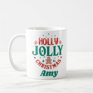 Taza De Café Navidad Alegre y Feliz Hombre de Jengibre Retro