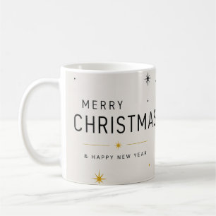 Taza De Café Navidad Amarillo Negro y Blanco Moderno