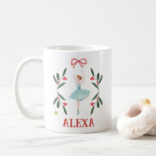 Taza De Café Navidad Bailarina Botánica Monísima Personalizada