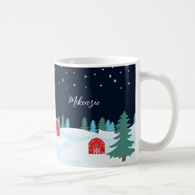 Taza De Café Navidad Blanca Rústica Personalizada (Derecha)