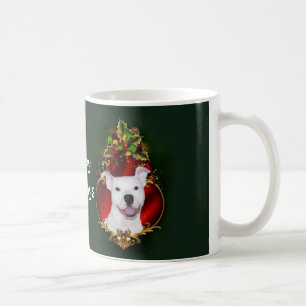 Taza De Café Navidad blanco del pitbull