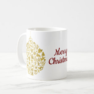 Taza De Café Navidad - Bolas de árbol con iconos de Navidades 2