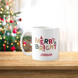 Taza De Café Navidad Bonita Roja Verde Alegre y Brillante