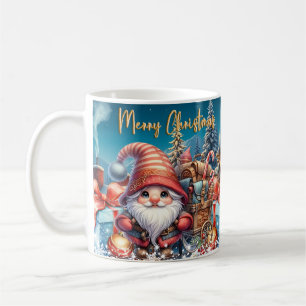 Taza De Café Navidad Caprichosa con Gnomo Navideños Coloridos