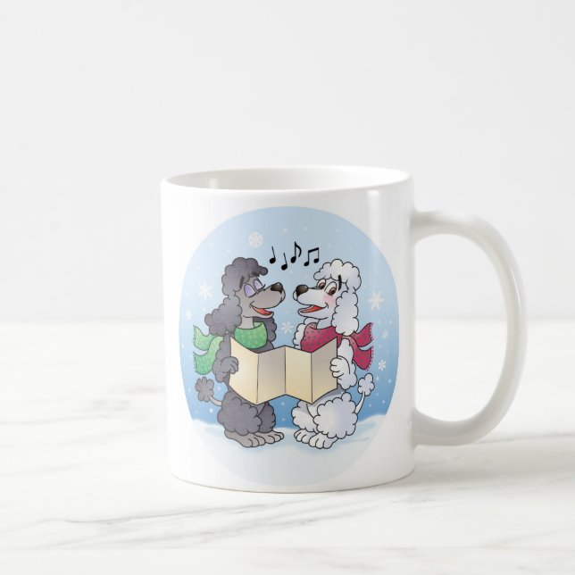 Taza De Café Navidad Caroling de los caniches (Derecha)