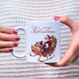 Taza De Café Navidad clásica Santa Sleigh Merry