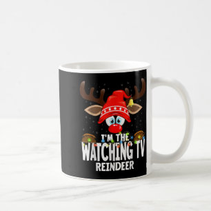 Taza De Café Navidad Coincidente Soy El Reno Viendo Tv 