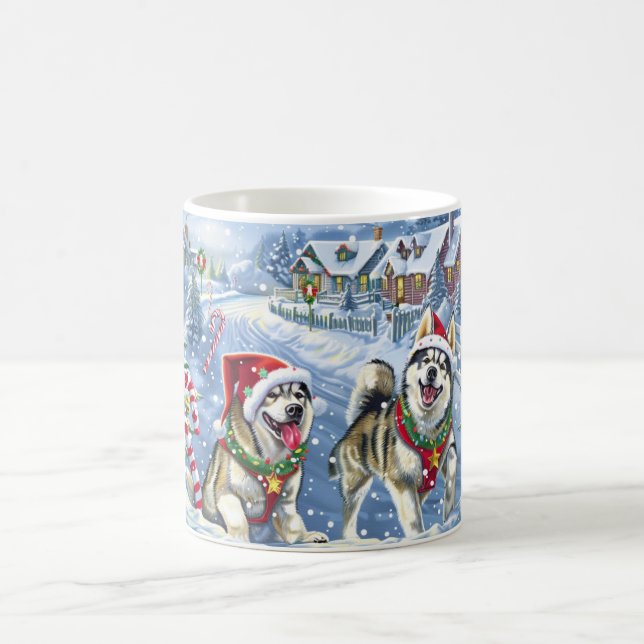 Taza De Café Navidad con Alaskan Malamute (Centro)