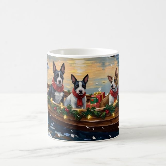Taza De Café Navidad con Barco de Bull Terrier Festejo (Centro)