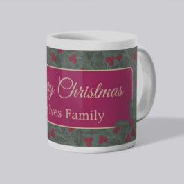 Taza De Café Navidad con bayas de acebo
