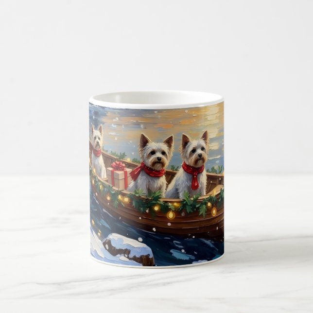 Taza De Café Navidad con Bichon Frise en Barco (Centro)