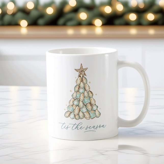 Taza De Café Navidad con conchas de ostras costeras (Subido por el creador)