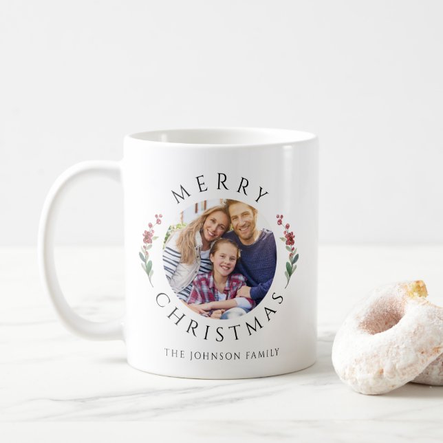 Taza De Café Navidad con Foto Botánica Moderna (Con donut)