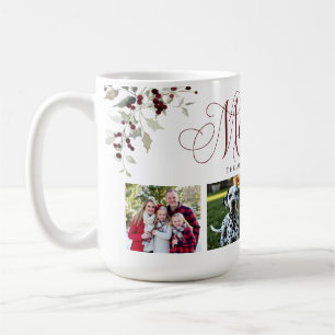 Taza De Café Navidad con foto de familia de acebo elegante