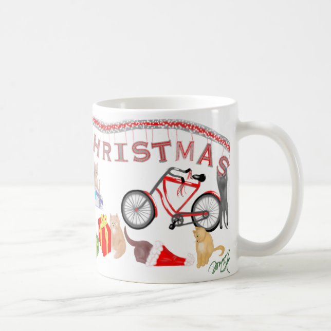 Taza De Café Navidad con los gatitos - grandes (Derecha)