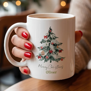 Taza De Café Navidad con nombre personalizado moderno