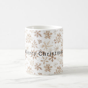 Taza De Café Navidad Copos de Nieve Blancos Crema