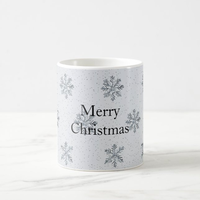 Taza De Café Navidad Copos de Nieve Gris Plateado (Centro)