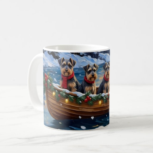 Taza De Café Navidad de barco con Schnauzer (Anverso izquierdo)