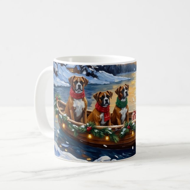Taza De Café Navidad de Boxer en Barco de Fiesta (Anverso izquierdo)