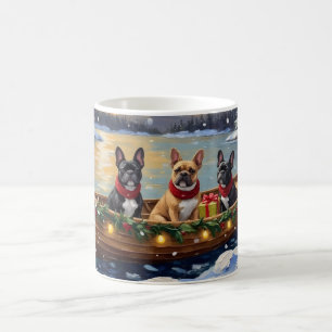Taza De Café Navidad de Bulldog Francés en Barco