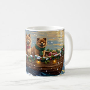 Taza De Café Navidad de Chow Chow en Barco Fiesta