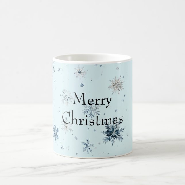 Taza De Café Navidad de Copos de Nieve Azules (Centro)