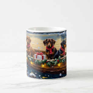 Taza De Café Navidad de Dachshund en Barco