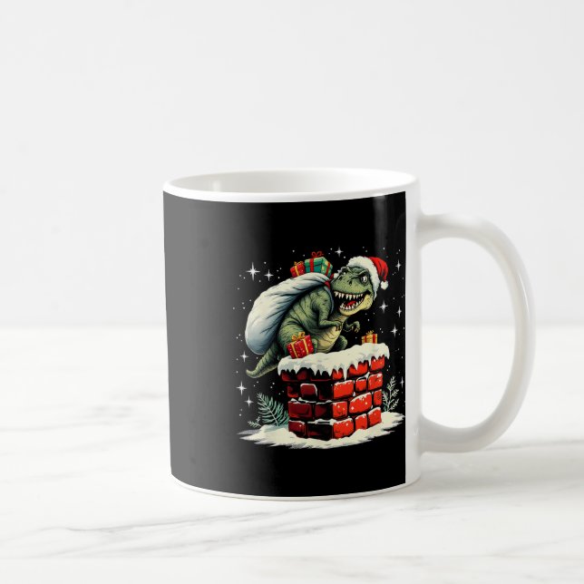 Taza De Café Navidad de dinosaurio Santa Xmas  (Derecha)