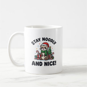 Taza De Café Navidad de Hurón Divertida Quédate Noodly y Amable