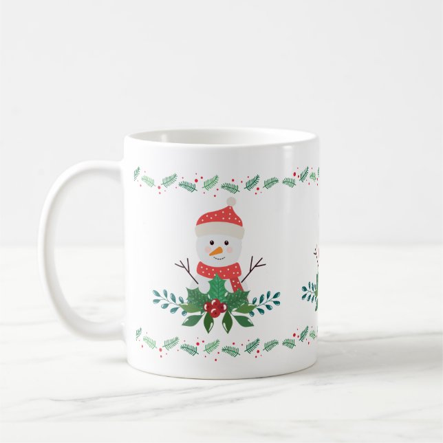 Taza De Café Navidad de muñeco de nieve lindo | Fiesta Navideña (Izquierda)