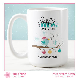 Taza De Café Navidad de pájaro cantor musical personalizable