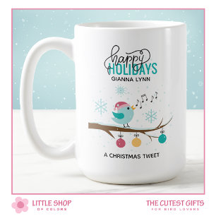 Taza De Café Navidad de pájaro cantor musical personalizable