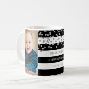 Taza De Café Navidad del abuelo de la foto de plata de las
