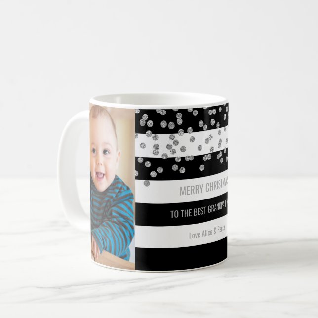 Taza De Café Navidad del abuelo de la foto de plata de las (Anverso izquierdo)