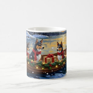 Taza De Café Navidad del barco de Basenji