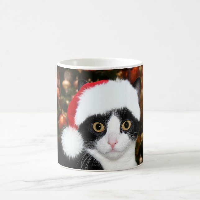 Taza De Café Navidad del gato del smoking (Centro)