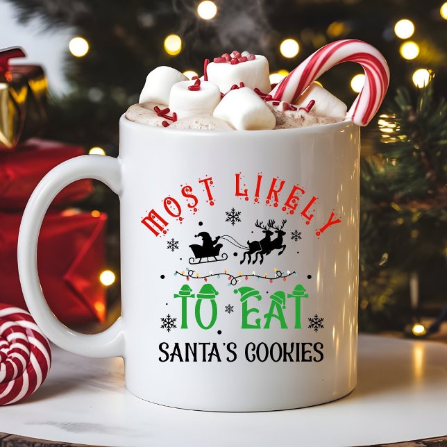 Taza De Café Navidad divertida: la más probable de comer las ga (Subido por el creador)