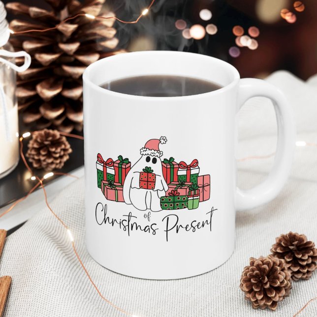 Taza De Café Navidad Divertida Linda (Colorful Simple Unique Humor Ghost Funny Christmas Coffee Mug)