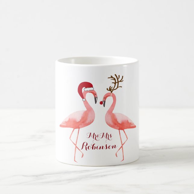 Taza De Café Navidad divertido de los flamencos (Centro)
