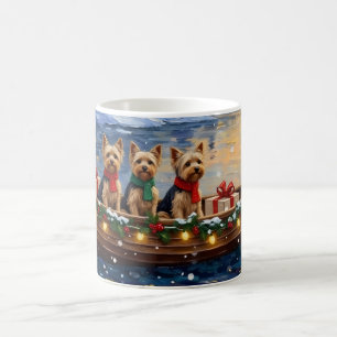 Taza De Café Navidad en Barco con Yorkipoo