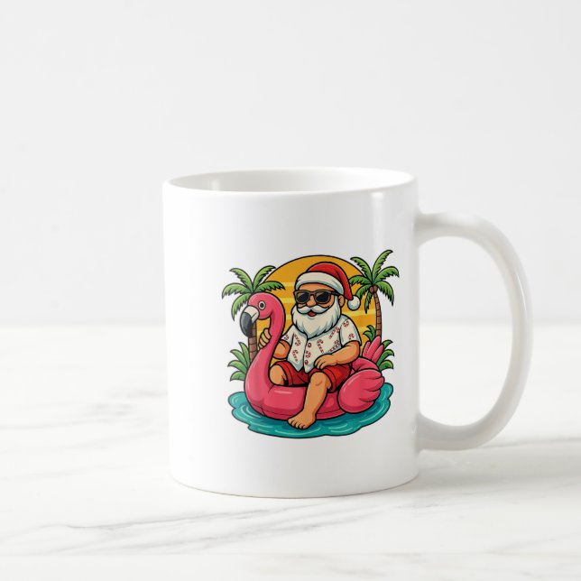 Taza De Café Navidad En Julio, Camisas Santa Flamingo Flotan Ho (Derecha)