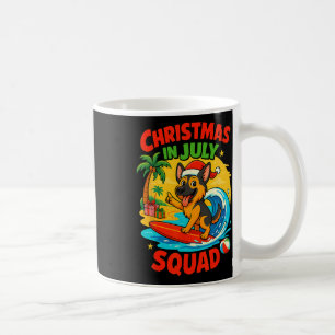 Taza De Café Navidad En Julio Divertido Pastor Alemán Surfing D