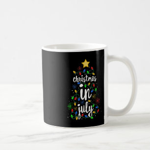 Taza De Café Navidad En Julio Luces De árbol De Navidad Colorid