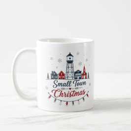 Taza De Café Navidad en Pequeño Pueblo Granja Antiguo Invierno