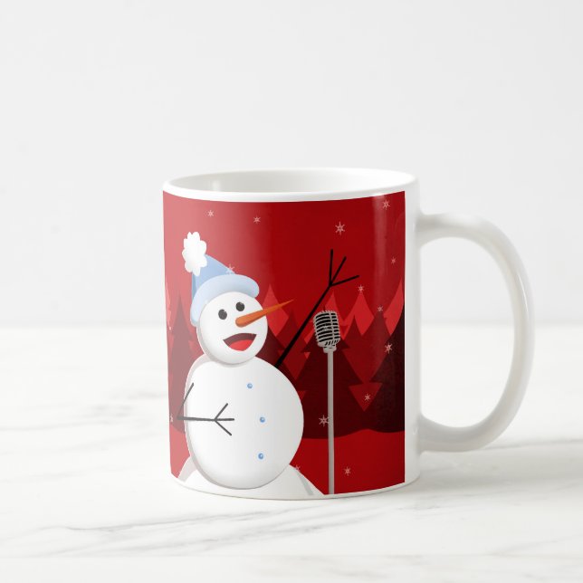 Taza De Café Navidad feliz del muñeco de nieve del canto (Derecha)