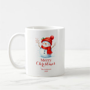 Taza De Café Navidad Feliz Personalizada Muñeco de Nieve Año Pe