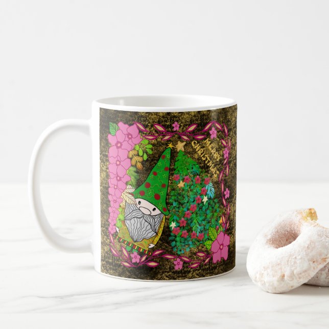 TAZA DE CAFÉ NAVIDAD FEROSA PERSONALIZADA CON ÁRBOL DE GNOME XM (Con donut)